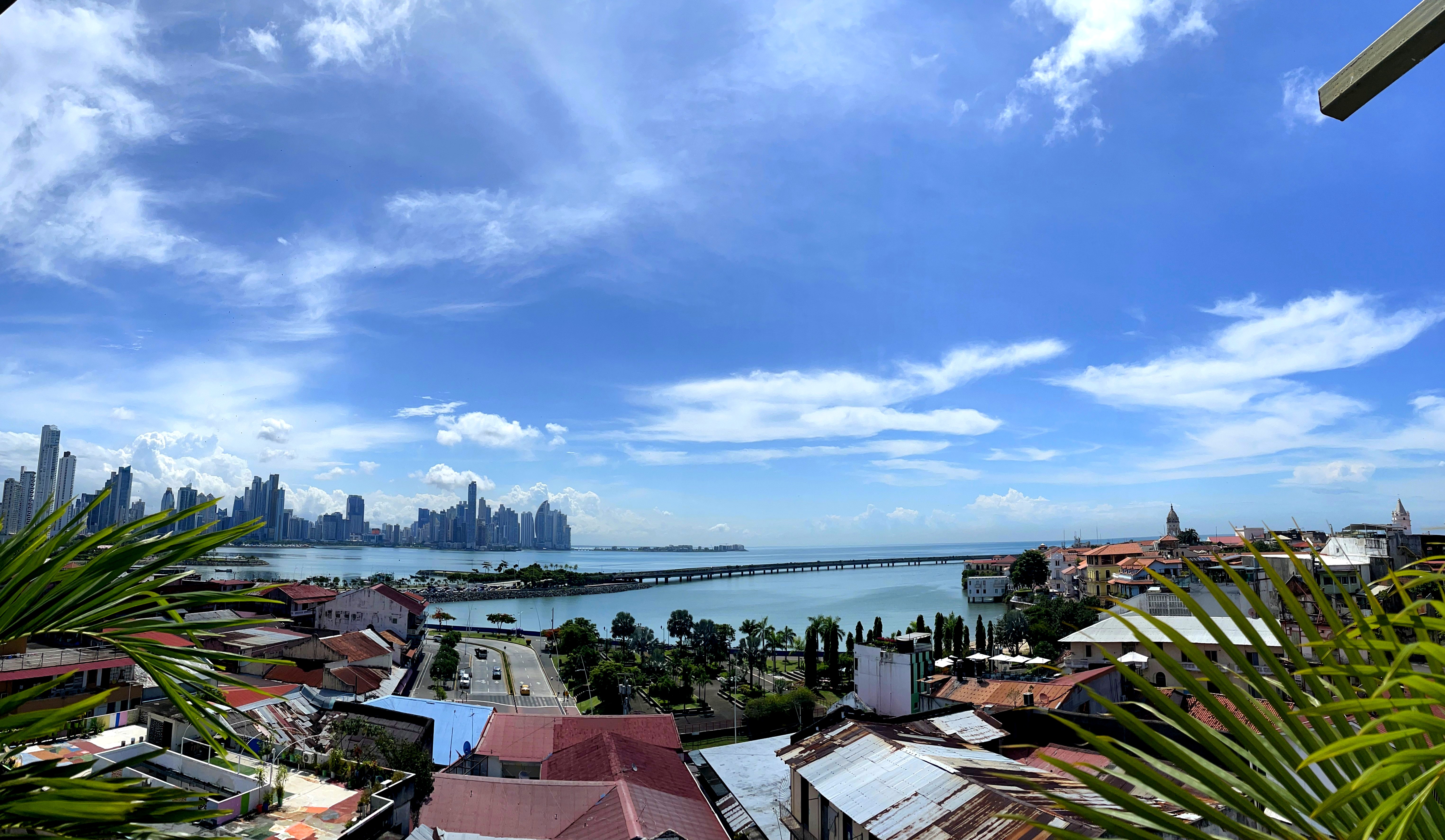 Casco Viejo and Panama City skyline across the bay